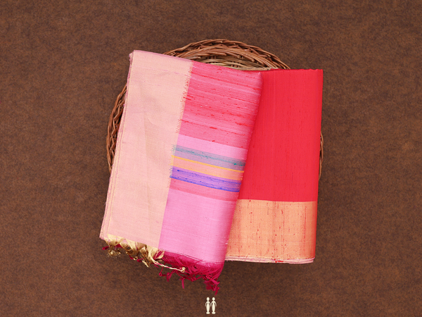 Bavanchi Border Plain Chilli Red Raw Silk Salwar Material