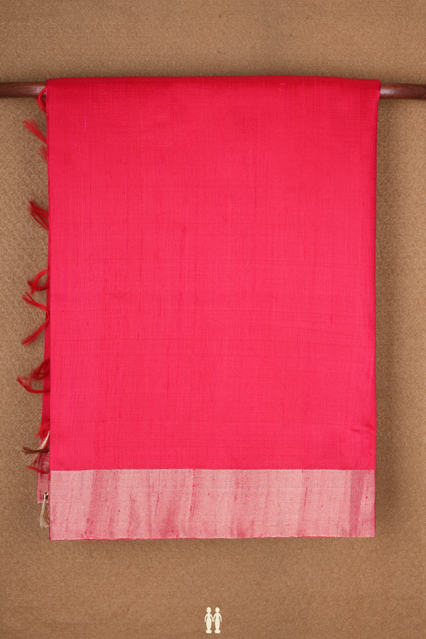 Bavanchi Border Plain Rani Pink Raw Silk Saree