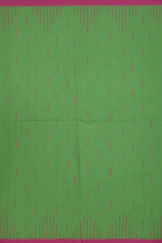Bengal Cotton Saree In Green With Threadwork Design