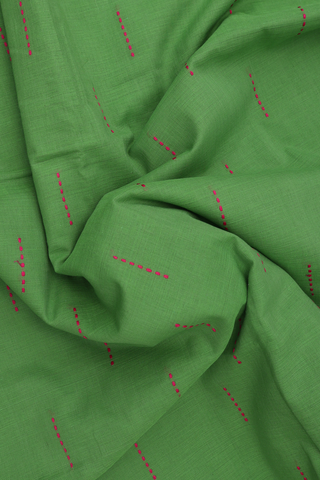 Bengal Cotton Saree In Green With Threadwork Design