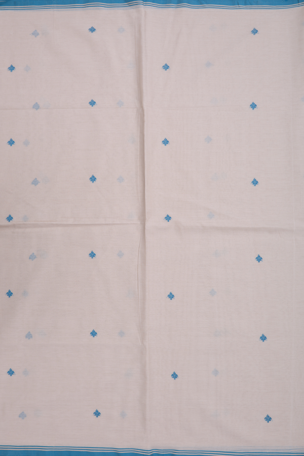 Bengal Cotton Saree In Beige With Threadwork Buttas