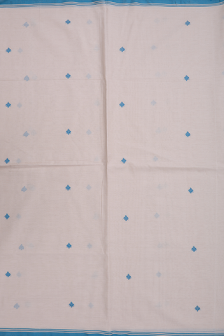 Bengal Cotton Saree In Beige With Threadwork Buttas