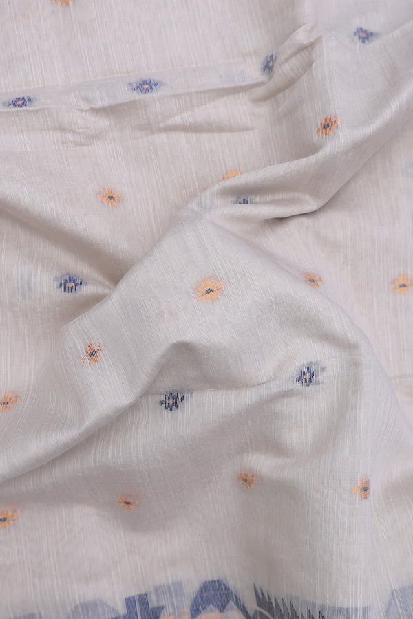 Bengal Cotton Saree In Beige With Threadwork Buttas