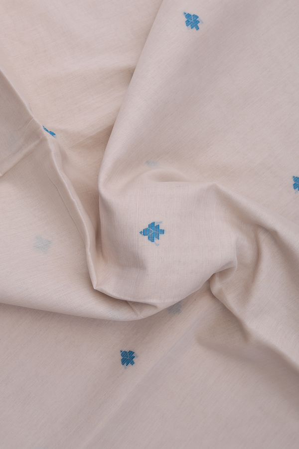 Bengal Cotton Saree In Beige With Threadwork Buttas