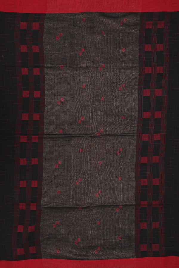 Bengal Cotton Saree In Black With Allover Design