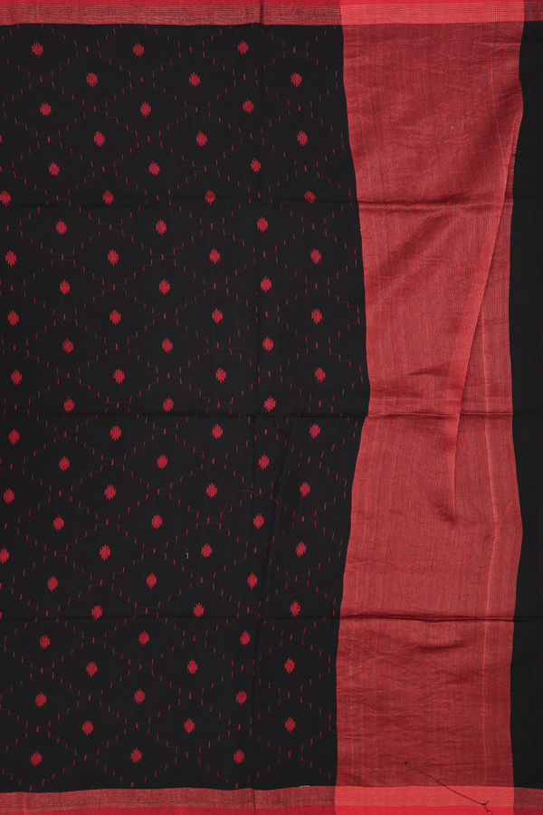 Bengal Cotton Saree In Black With Diamond Design