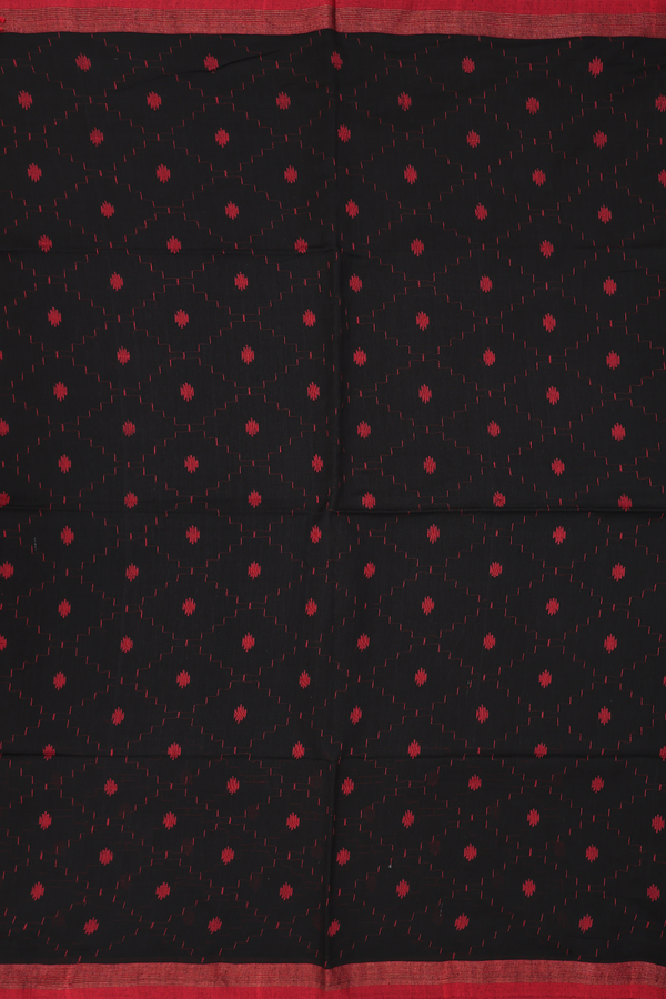 Bengal Cotton Saree In Black With Diamond Design