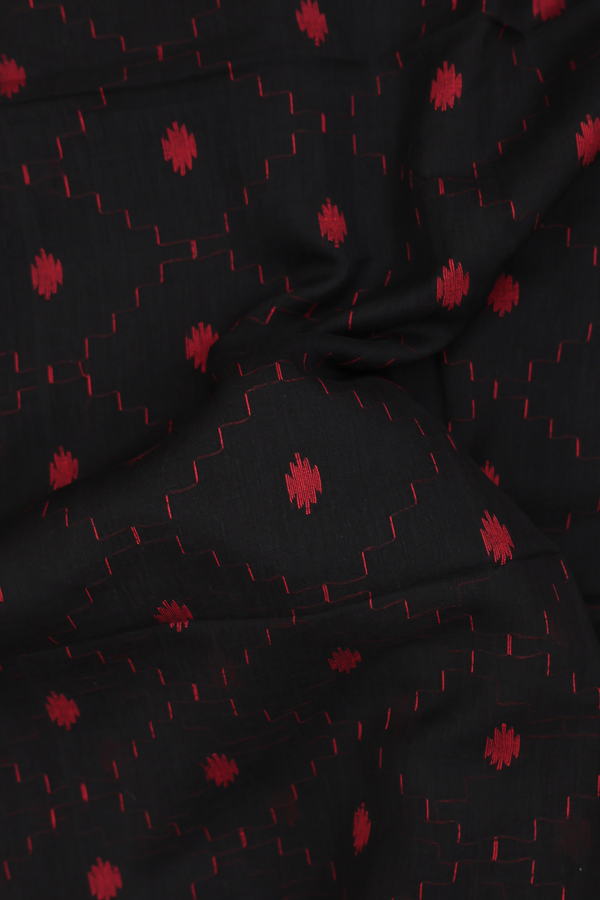 Bengal Cotton Saree In Black With Diamond Design