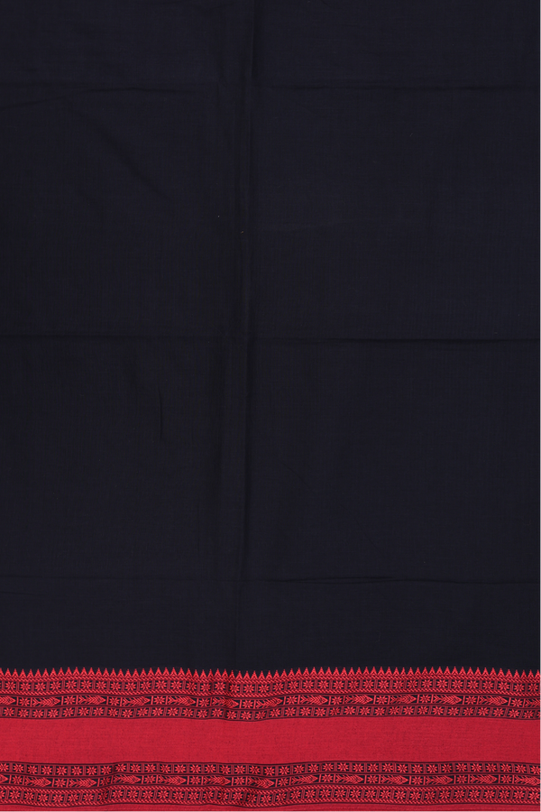 Bengal Cotton Saree In Black With Threadwork Border