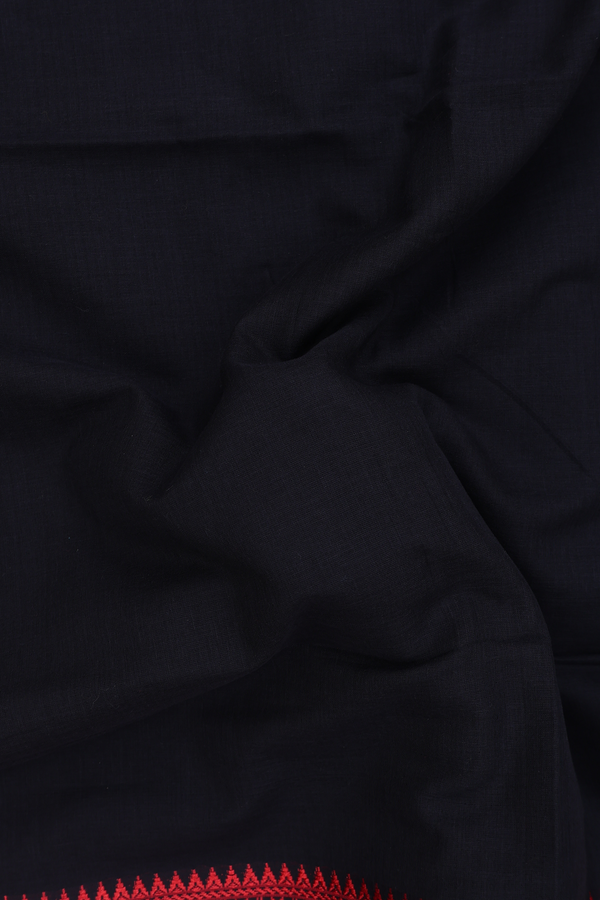 Bengal Cotton Saree In Black With Threadwork Border