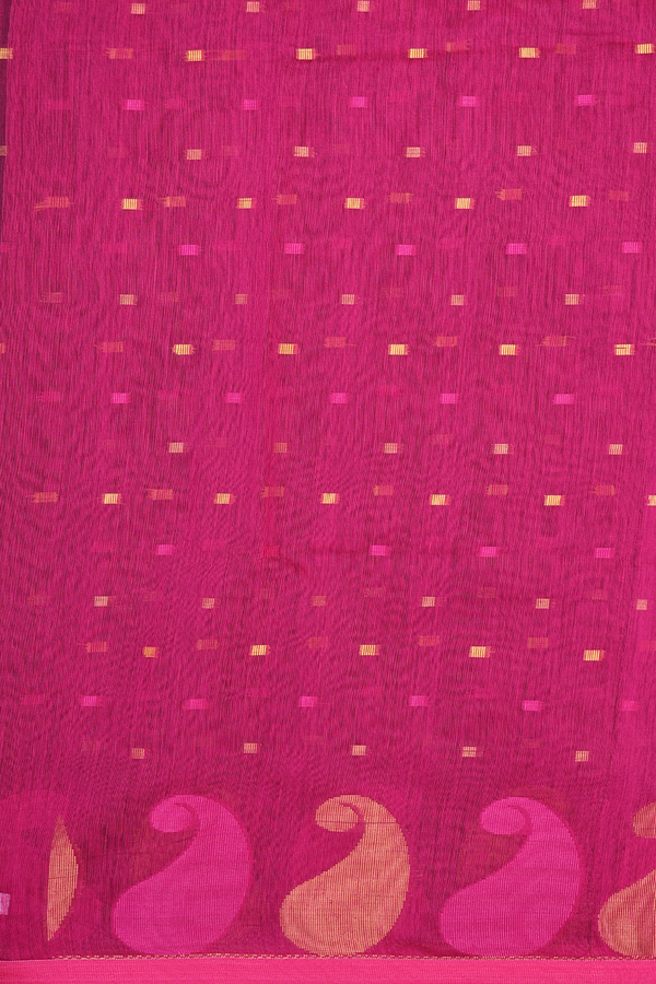 Bengal Cotton Saree In Black With Threadwork Buttas