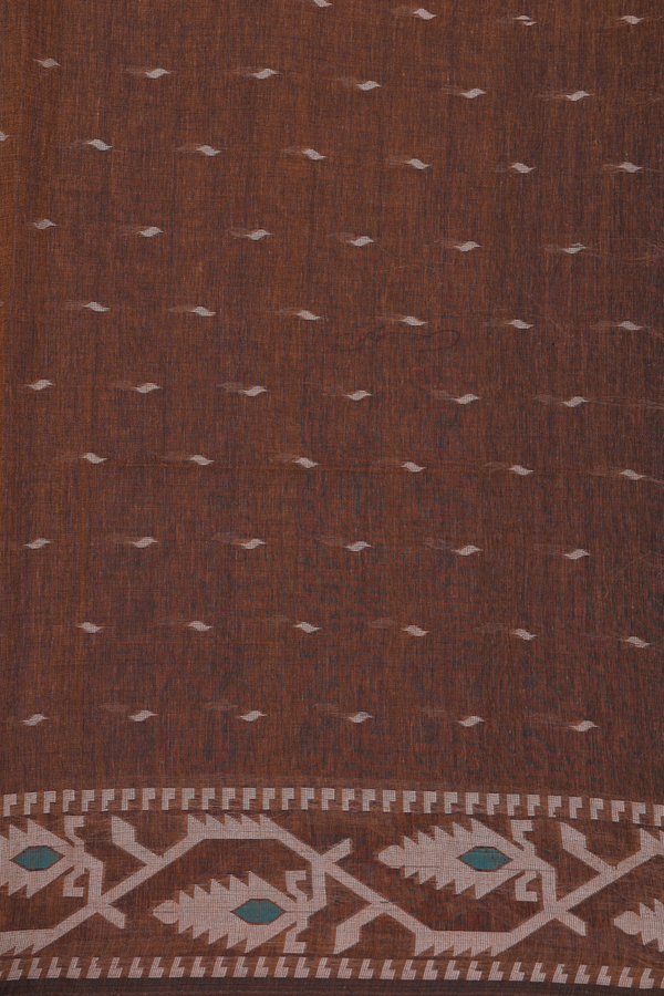 Bengal Cotton Saree In Black With Threadwork Buttas