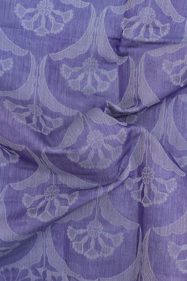 Bengal Cotton Saree In Blue With Floral Design