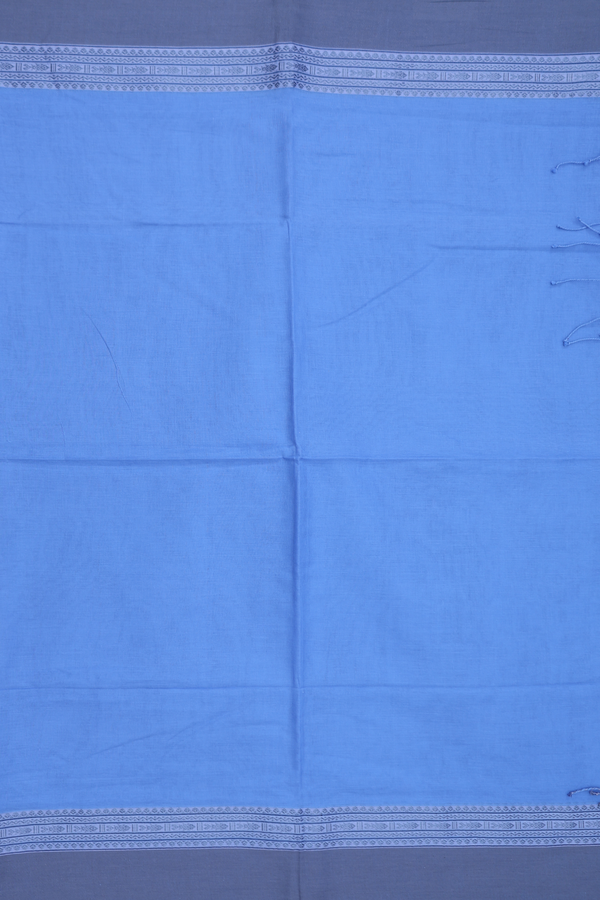 Bengal Cotton Saree In Blue With Threadwork Border