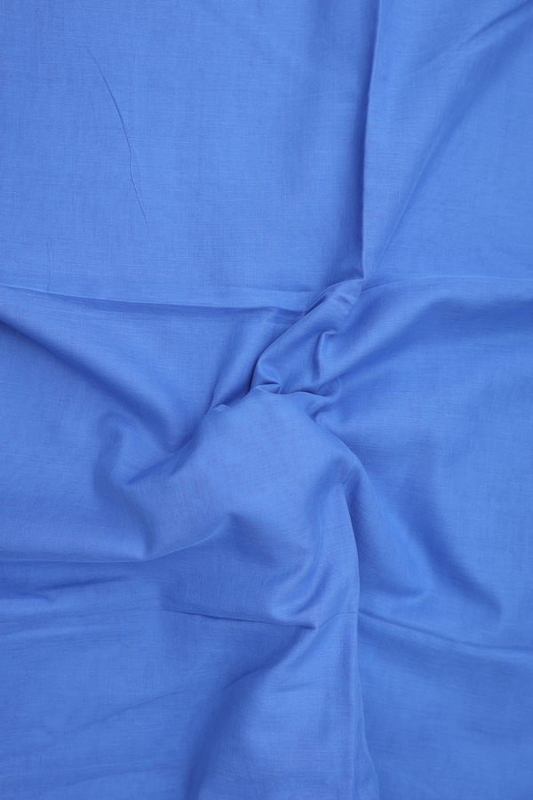 Bengal Cotton Saree In Blue With Threadwork Border