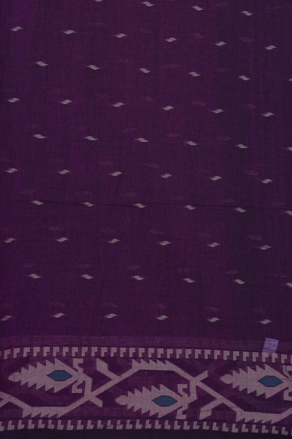 Bengal Cotton Saree In Bottle Green With Threadwork Buttas