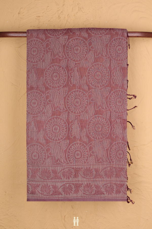 Bengal Cotton Saree In Brown With Allover Design
