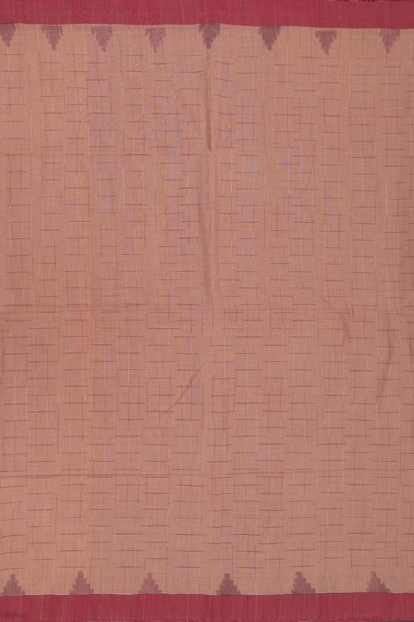Bengal Cotton Saree In Brown With Checks Design