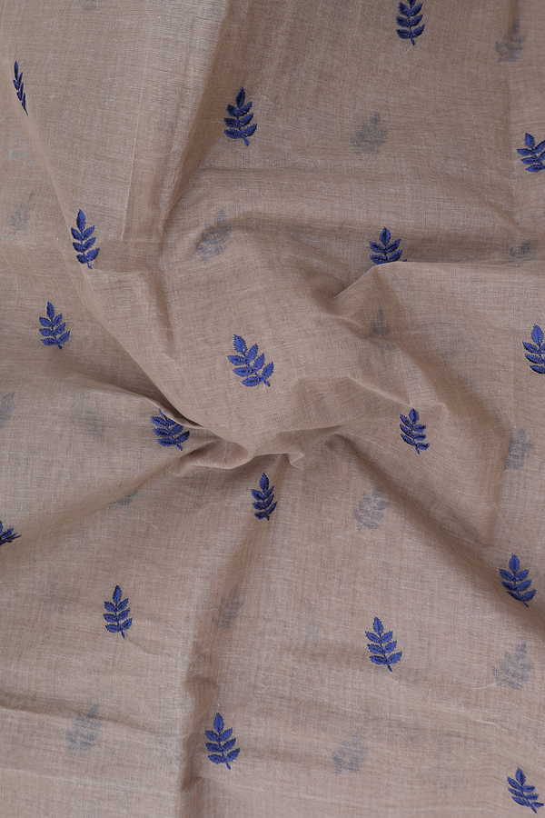 Bengal Cotton Saree In Brown With Leaf Buttas