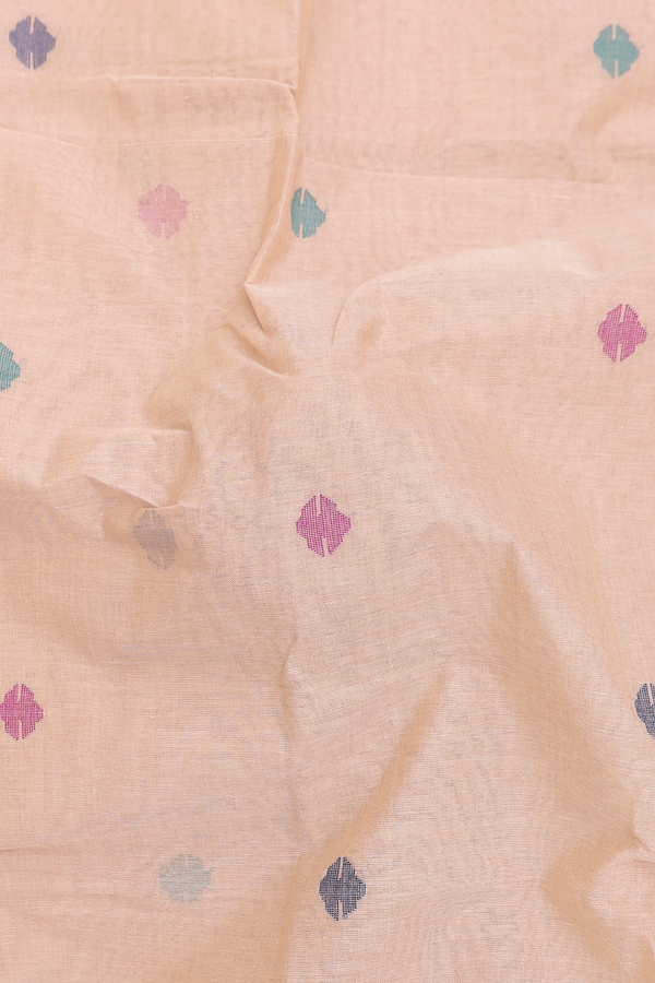 Bengal Cotton Saree In Brown With Threadwork Buttas