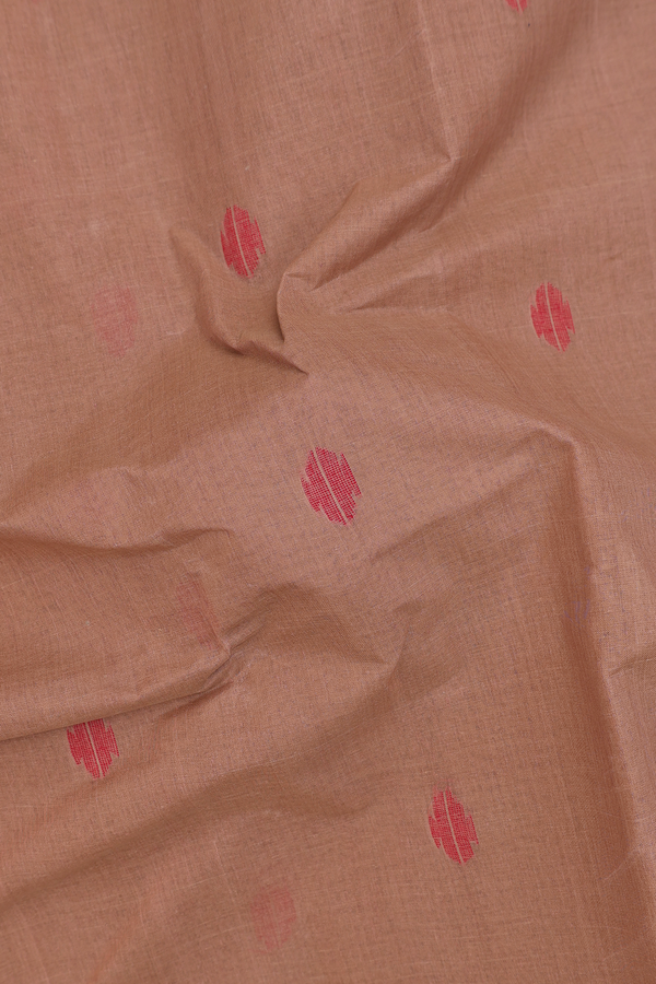 Bengal Cotton Saree In Brown With Threadwork Buttas
