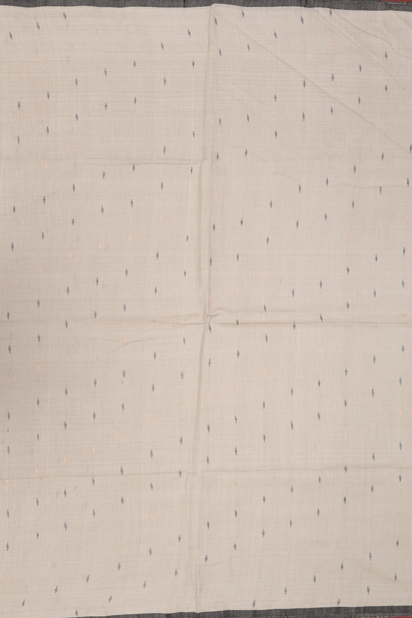 Bengal Cotton Saree In Brownish Grey With Threadwork Buttis