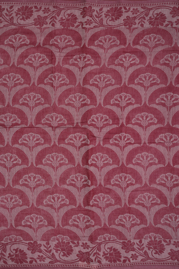 Bengal Cotton Saree In Burgundy Red With Allover Design