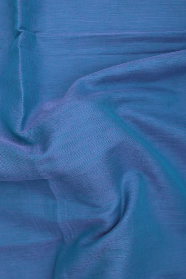 Bengal Cotton Saree In Capri Blue With Contrast Border