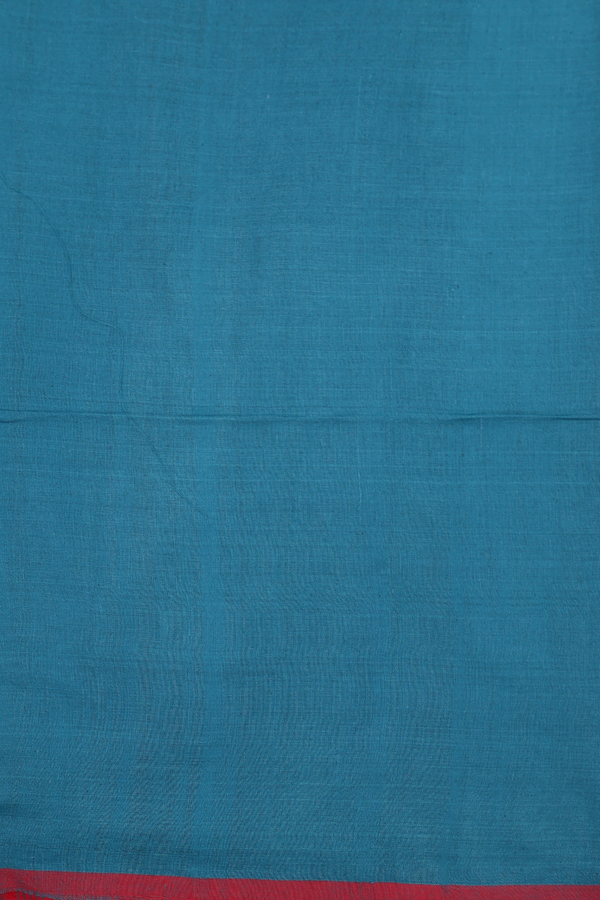 Bengal Cotton Saree In Capri Blue With Threadwork Buttis