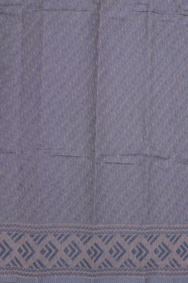 Bengal Cotton Saree In Charcoal Grey With Floral Design