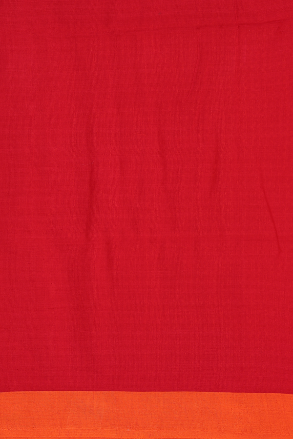 Bengal Cotton Saree In Chilli Red With Allover Motifs
