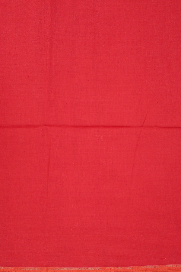 Bengal Cotton Saree In Chilli Red With Threadwork Buttas