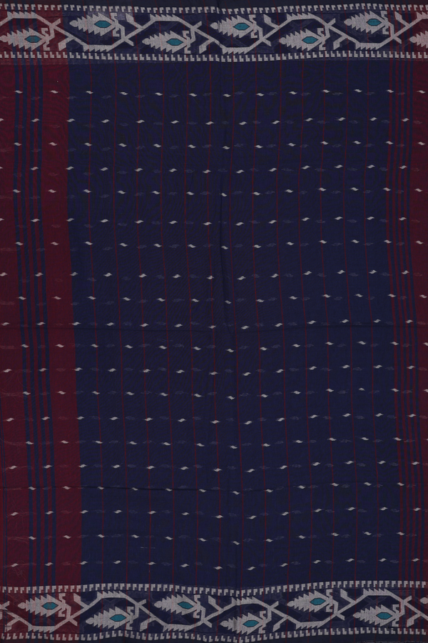 Bengal Cotton Saree In Coffee Brown With Threadwork Buttas