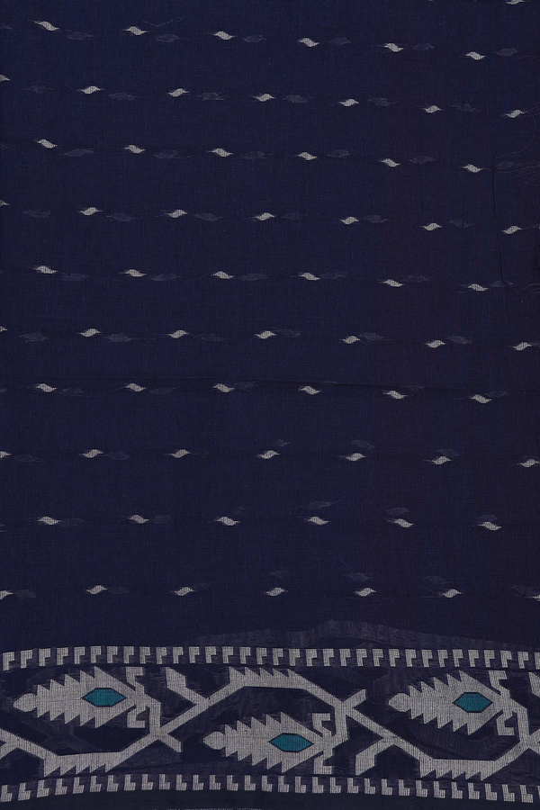 Bengal Cotton Saree In Coffee Brown With Threadwork Buttas