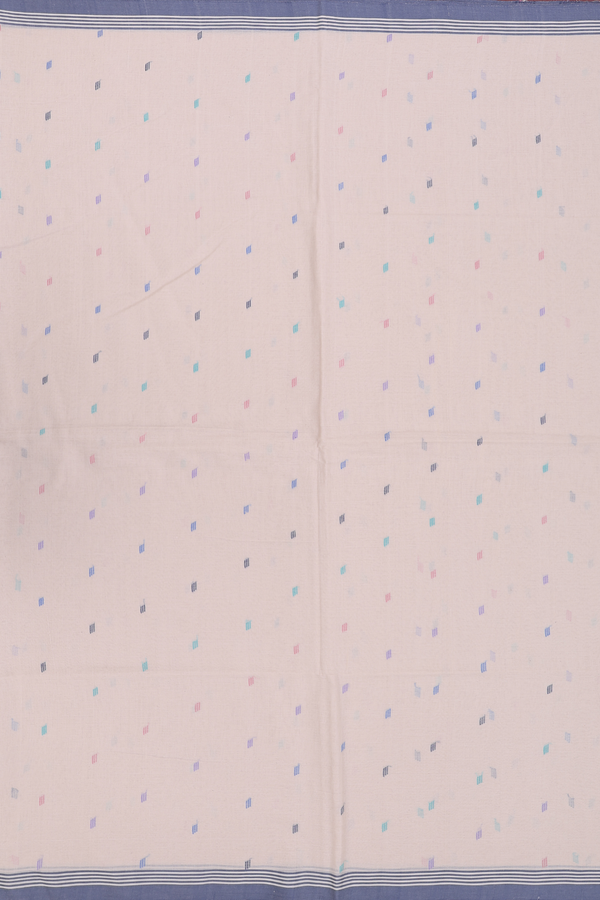 Bengal Cotton Saree In Cream Color With Threadwork Buttas