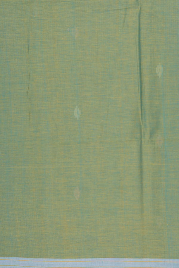 Bengal Cotton Saree In Green With Threadwork Buttas