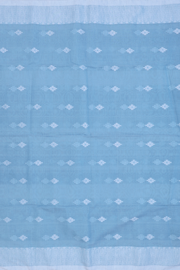 Bengal Cotton Saree In Dusty Blue With Threadwork Buttas