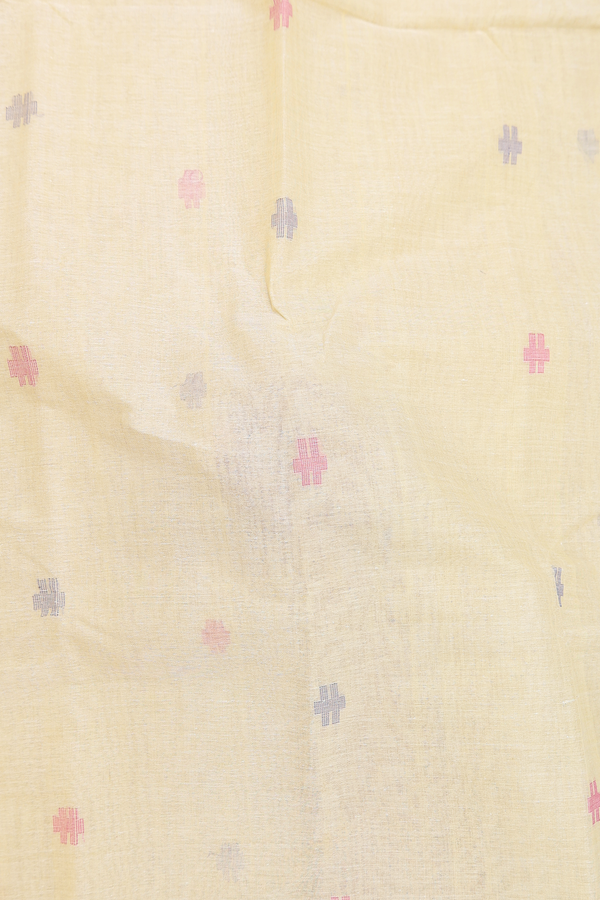 Bengal Cotton Saree In Dusty Khaki With Threadwork Buttas