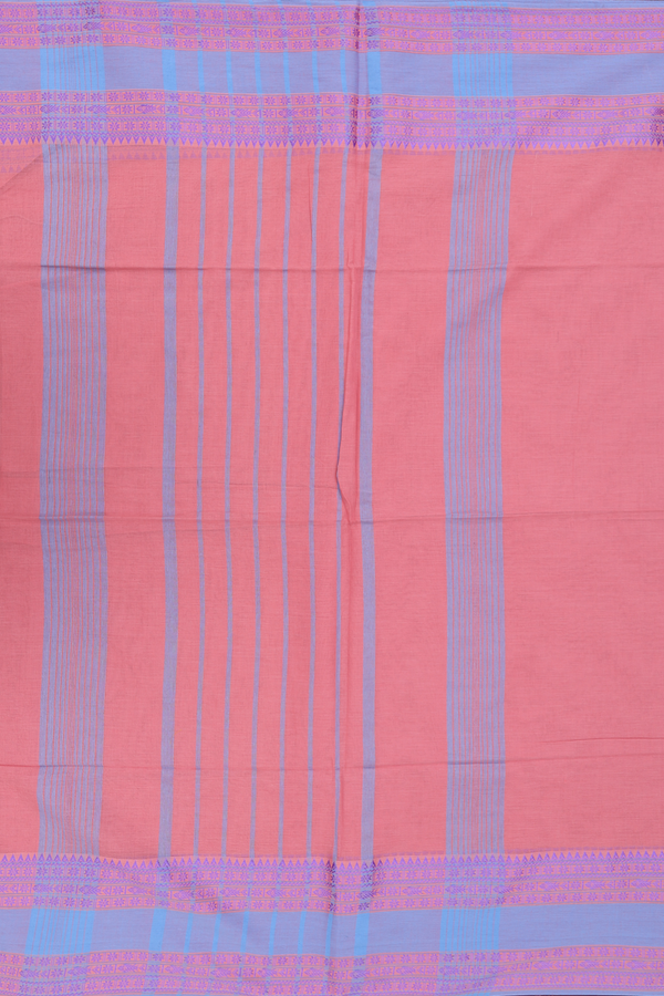 Bengal Cotton Saree In Dusty Pink With Threadwork Border