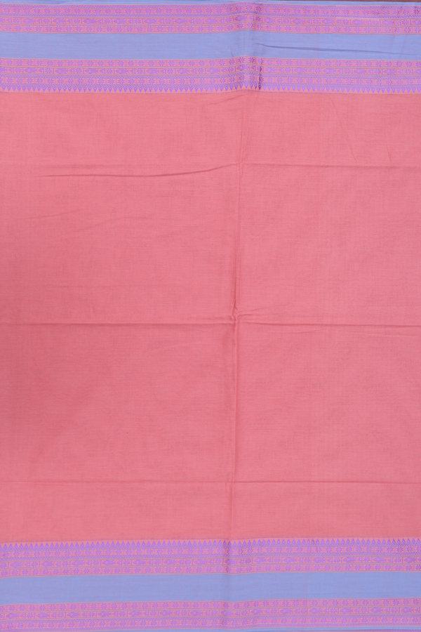 Bengal Cotton Saree In Dusty Pink With Threadwork Border