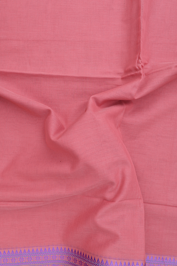 Bengal Cotton Saree In Dusty Pink With Threadwork Border