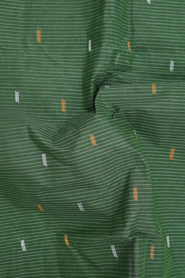 Bengal Cotton Saree In Fern Green With Threadwork Buttas
