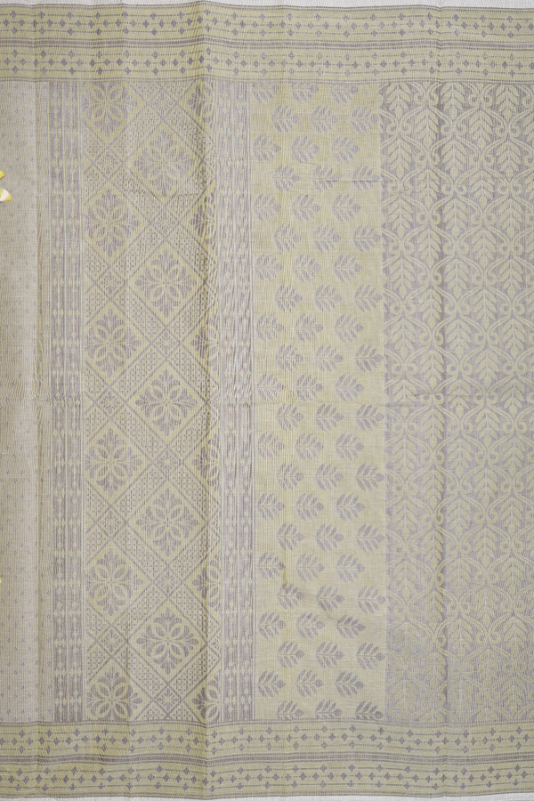 Bengal Cotton Saree In Green Beige With Allover Design