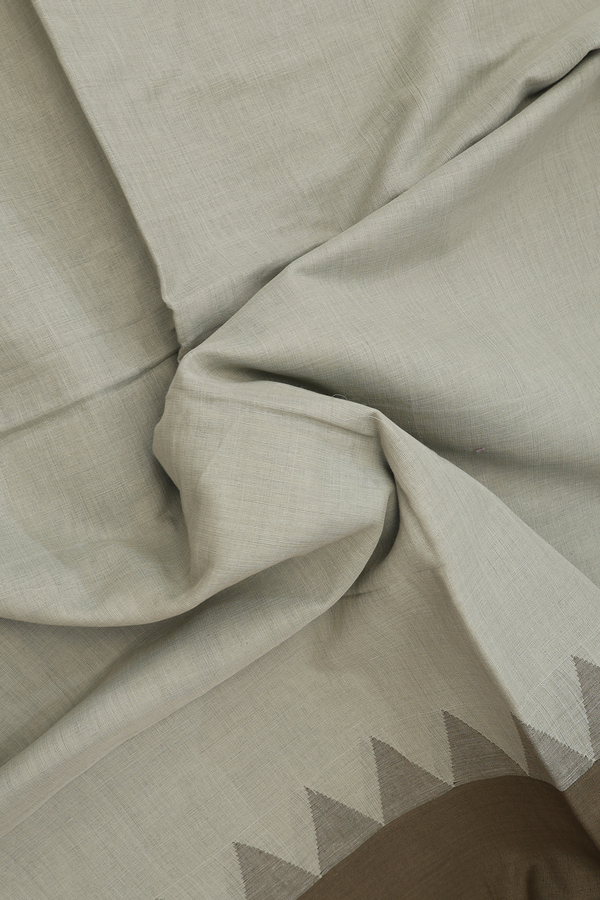Bengal Cotton Saree In Green Beige With Contrast Border