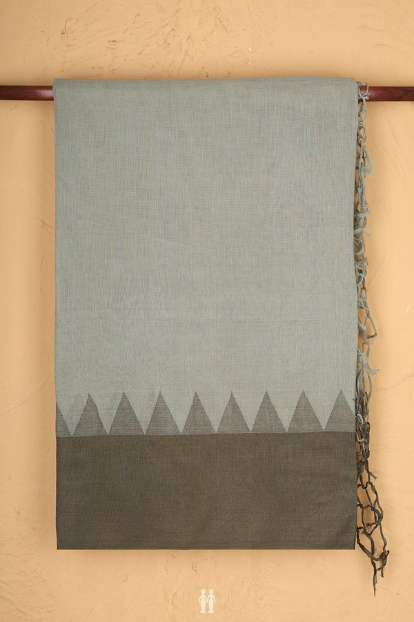 Bengal Cotton Saree In Green Beige With Contrast Border
