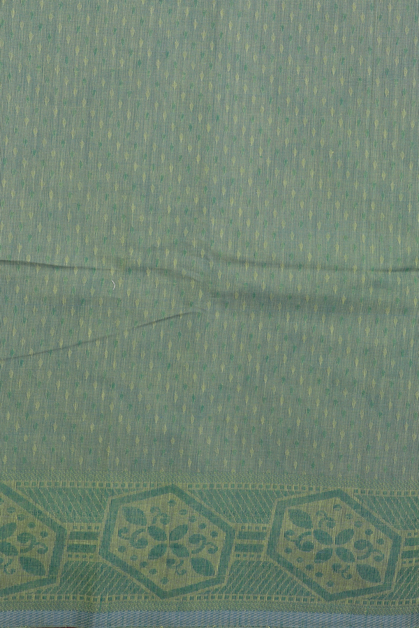 Bengal Cotton Saree In Green With Peacock Design