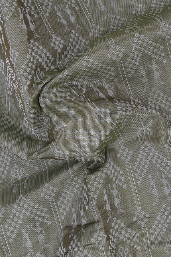 Bengal Cotton Saree In Green With Warli Design