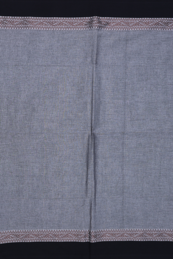 Bengal Cotton Saree In Grey With Contrast Border