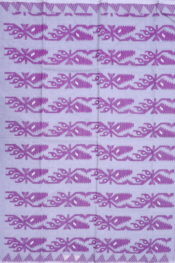 Bengal Cotton Saree In Grey With Threadwork Buttas