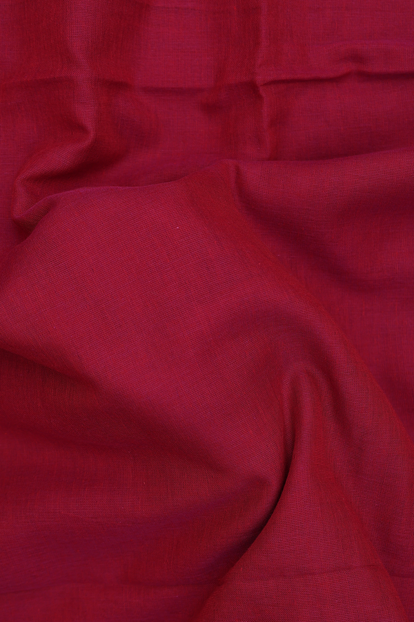 Bengal Cotton Saree In Hibiscus Red With Contrast Border